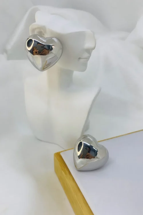 Brinco Tendência Coração Prata