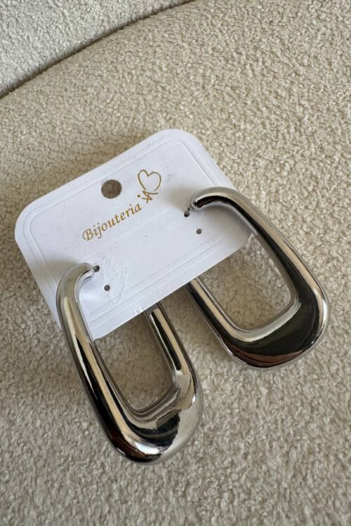 Brinco Argola Retangular Prata