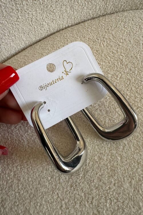 Brinco Argola Retangular Prata