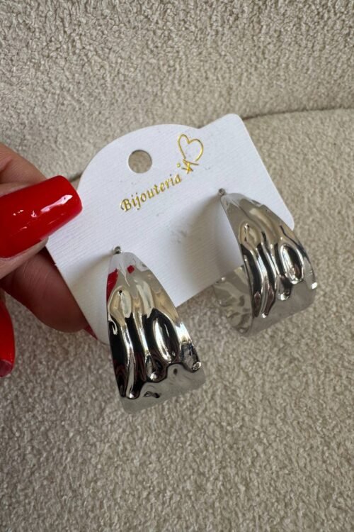 Brinco Argola Texturizada Prata