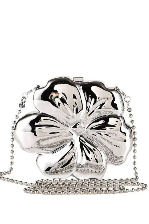 Bolsa Mini Clutch Flor Prata