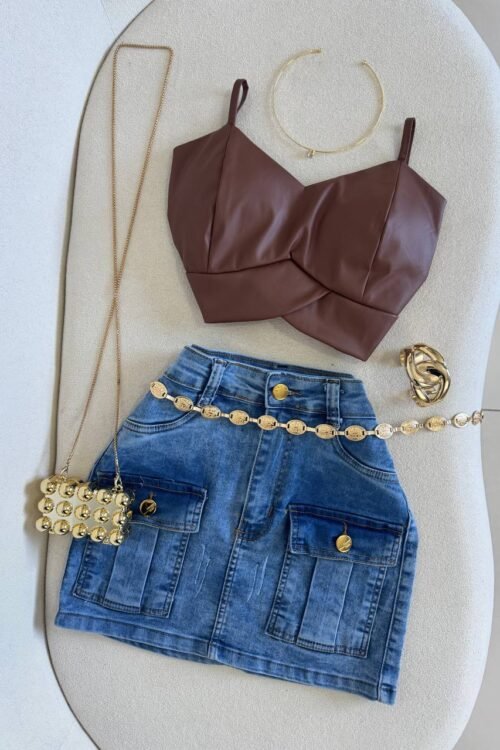 Bolsa Mini Clutch Bolinhas Dourada