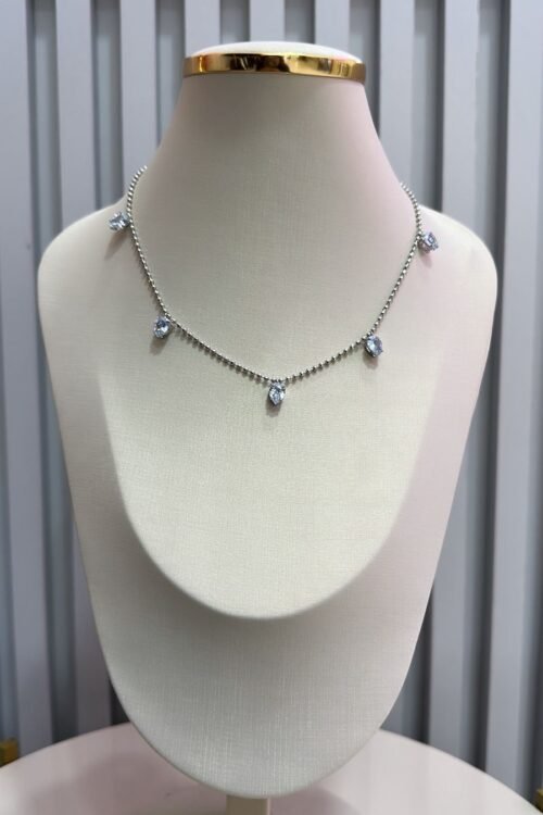 Colar Bolinhas com Pingentes Prata