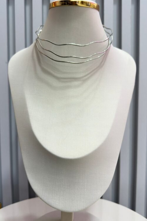 Colar Choker Triplo Prata