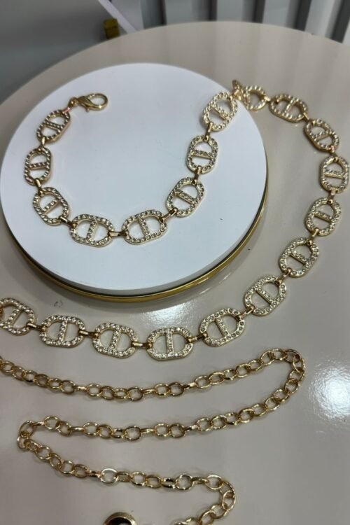 Cinto Corrente Daiane Strass Dourado