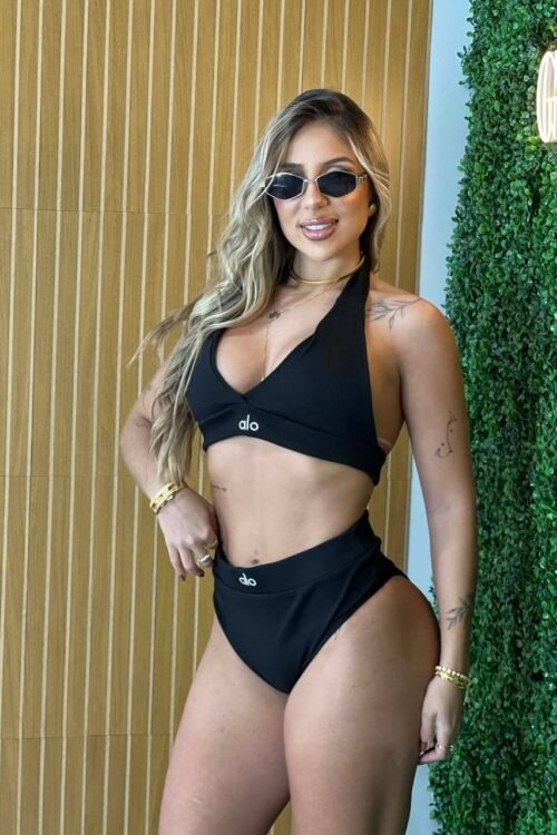 Conjunto Hot Pants Canelado Heloísa Preto