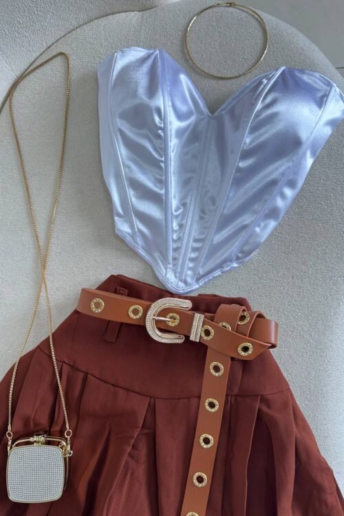 Saia com Shorts de Forro Colegial Marrom