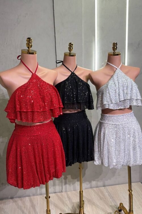 Conjunto Paetês Livia Vermelho