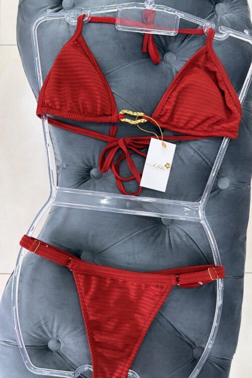 Biquíni Atoalhado Pingente Dourado Terracota