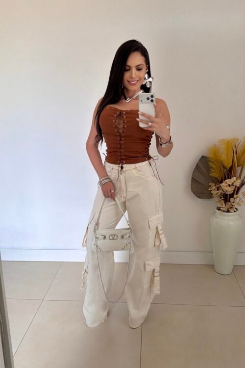 Calça Wide Leg Jeans Branca