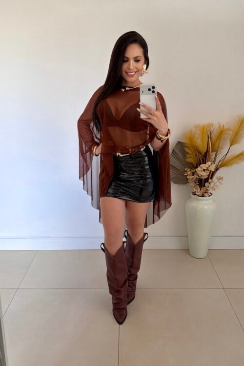 Saia Metalizada Preta