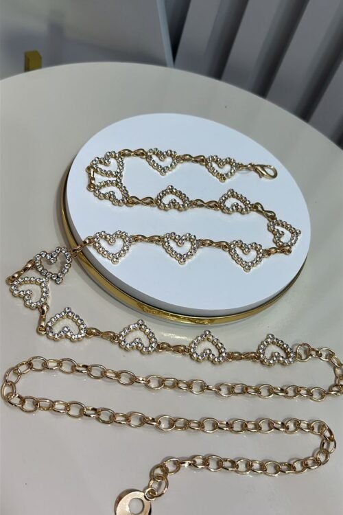 Cinto Corrente Strass Coração