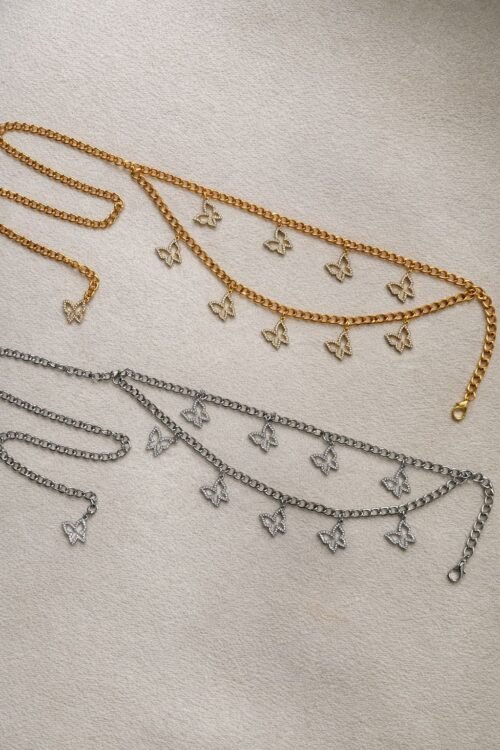 Cinto Corrente Borboletas Strass