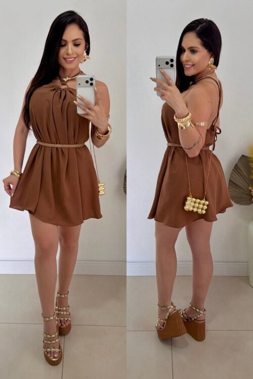 Vestido/Macaquinho Argola Marrom