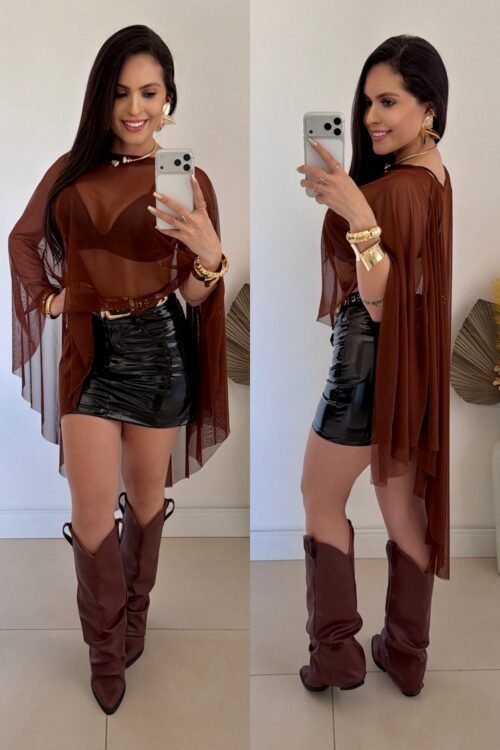 Saia Metalizada Preta