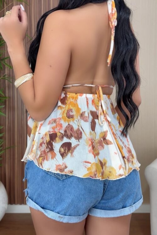 Blusa Bata Argola Estampada Tule