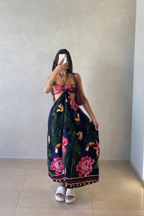 Vestido Longo Floral Tropical