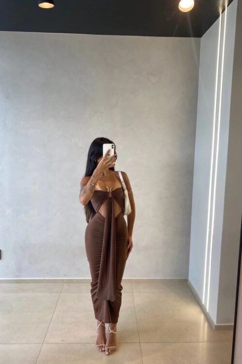 Vestido Longo com Argola Dourada Busto