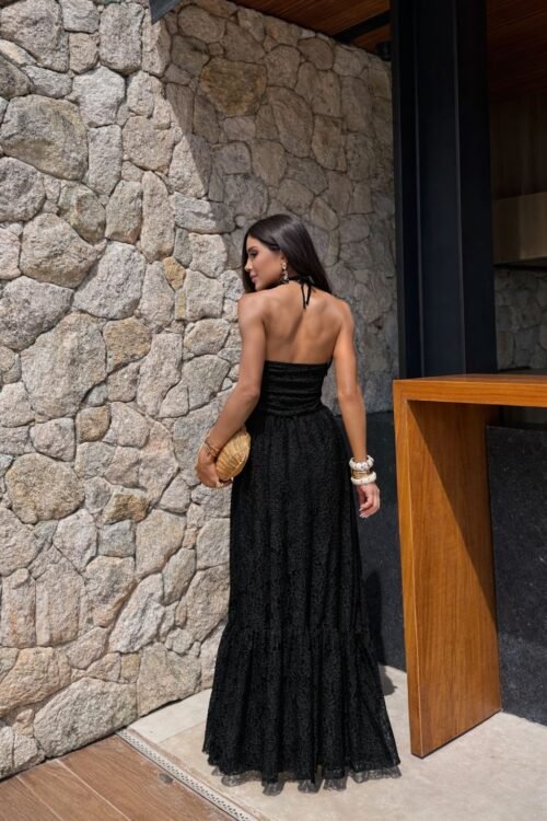 Conjunto Rendado Alongando Preto