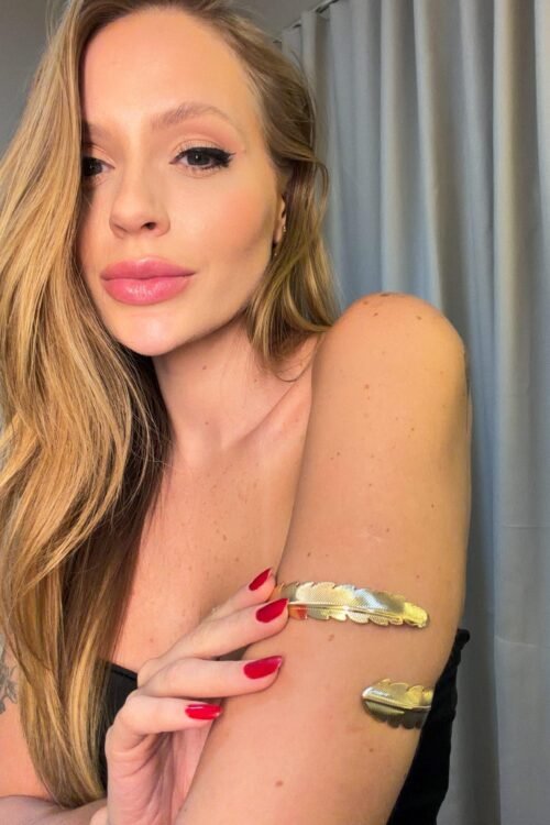 Bracelete Antebraço Pena Dourado