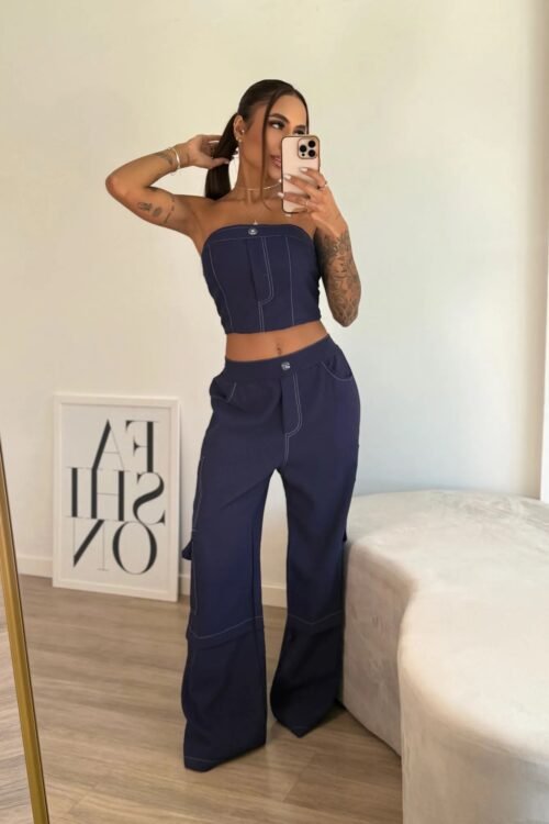 Conjunto de Calça Wide Leg Cargo