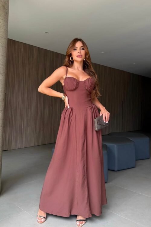 Vestido Longo Princess Marrom