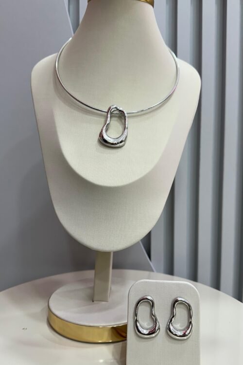 Conjunto de Colar Choker + Brinco Orgânico