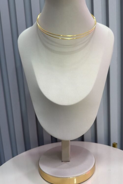 Colar Choker Fino Liso Duplo