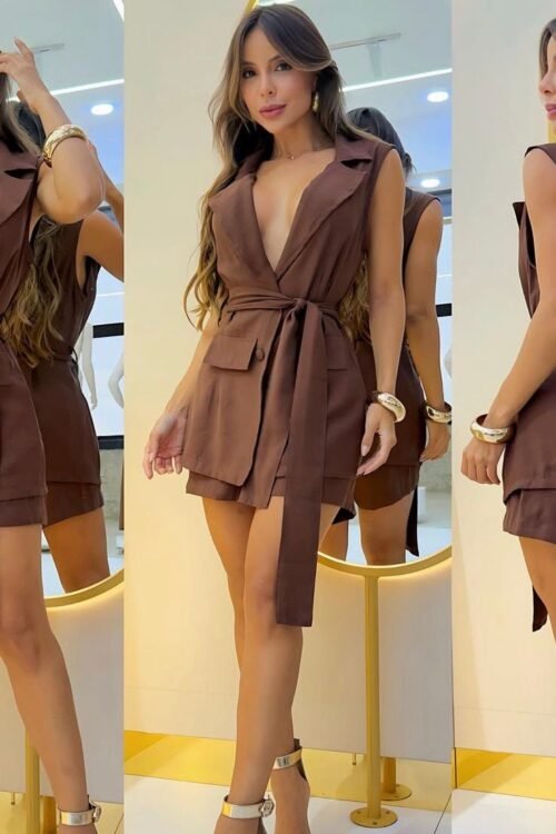 Conjunto de Colete Ayana Marrom