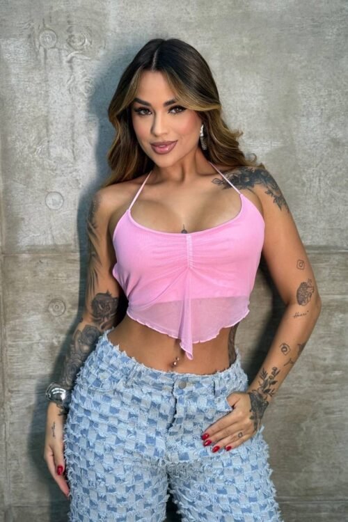 Cropped Aurora Rosa Tule