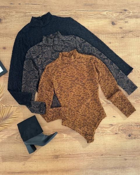 Body Rendado Marrom Kiara