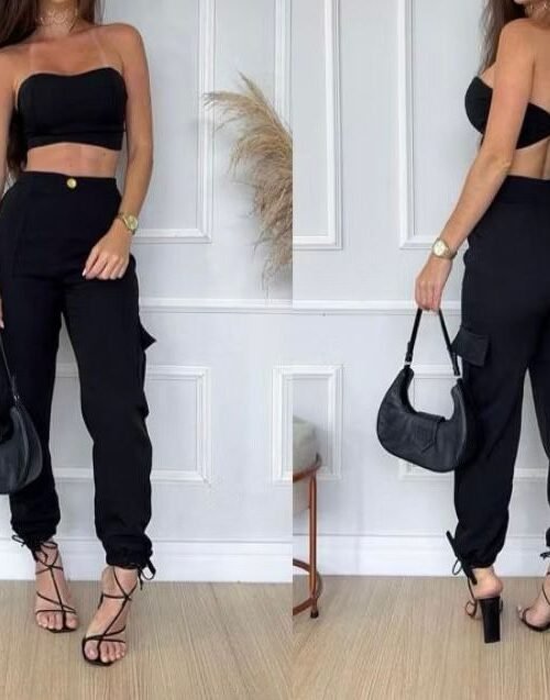 Conjuntos de Calça Cargo Jogger Preto