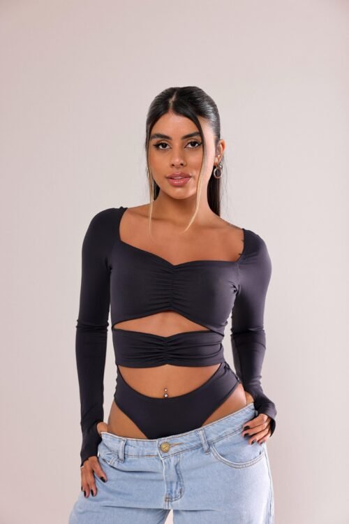 Body Fátima Poliamida Preto