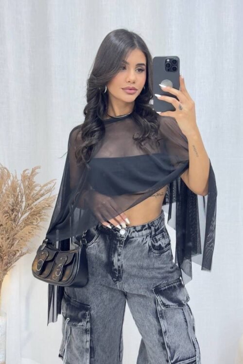 Capa Bata Tule Preta