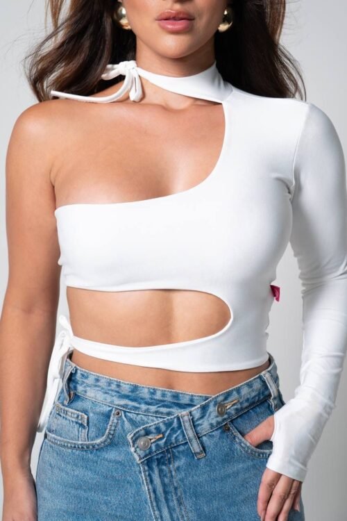 Cropped Thaise Manga Única Recortes