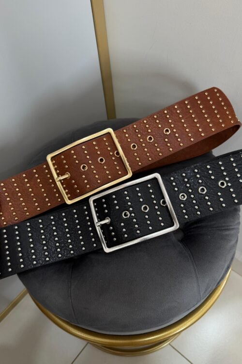 Cinto Grosso Taxinhas Fivela Quadrada