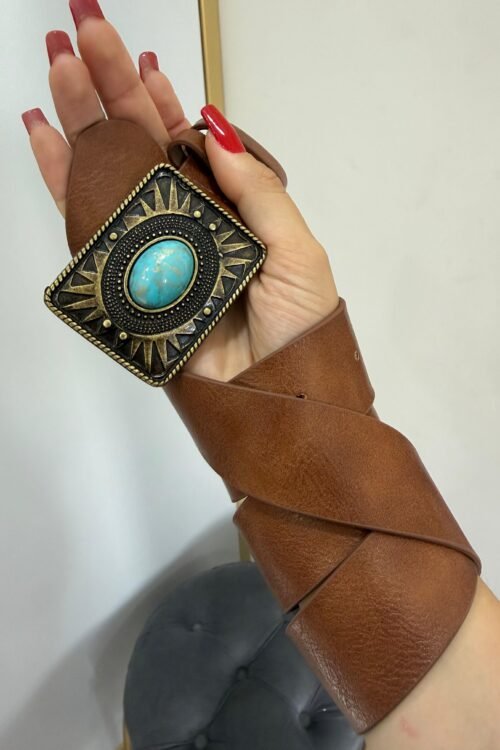 Cinto Fivela Quadrada Turquesa