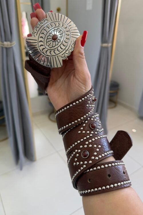 Cinto Fivela Diferenciada Prata Bolinha