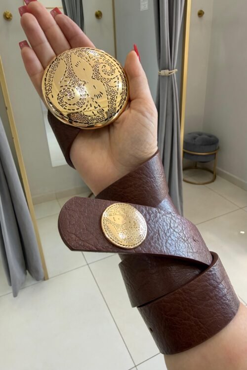 Cinto Liso Fivela Dourada Bola