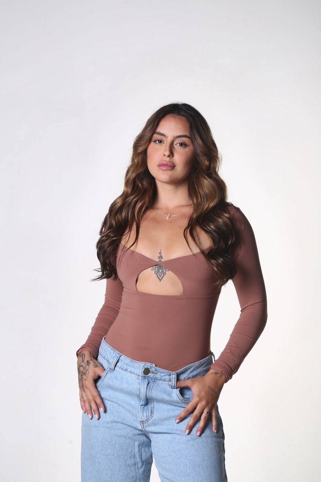 Body Mel Poliamida Marrom