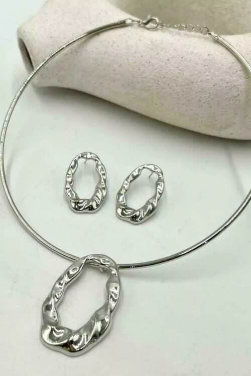 Conjunto De Colar Choker + Brinco Orgânico Bia