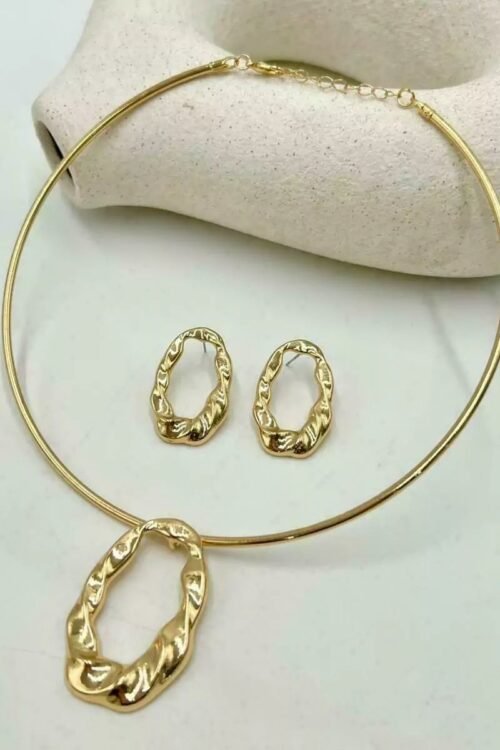 Conjunto De Colar Choker + Brinco Orgânico Bia