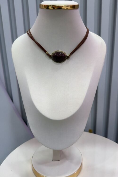 Colar Choker Marrom Pedra